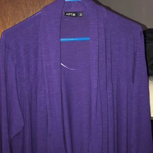 Purple 3/4 length sleeve shrug open front sweater